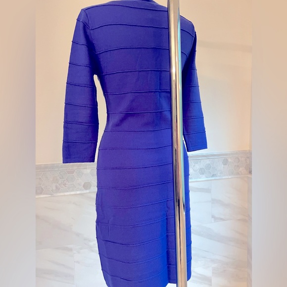 Antonio Melani Fine Merino Wool 3/4 Sleeves Purple Sweater Dress M - Picture 8 of 10